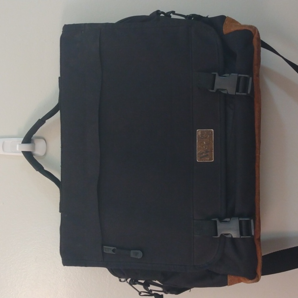 Western Pack Black/Brown Ballistic Nylon  Messenger Bag/Satchel